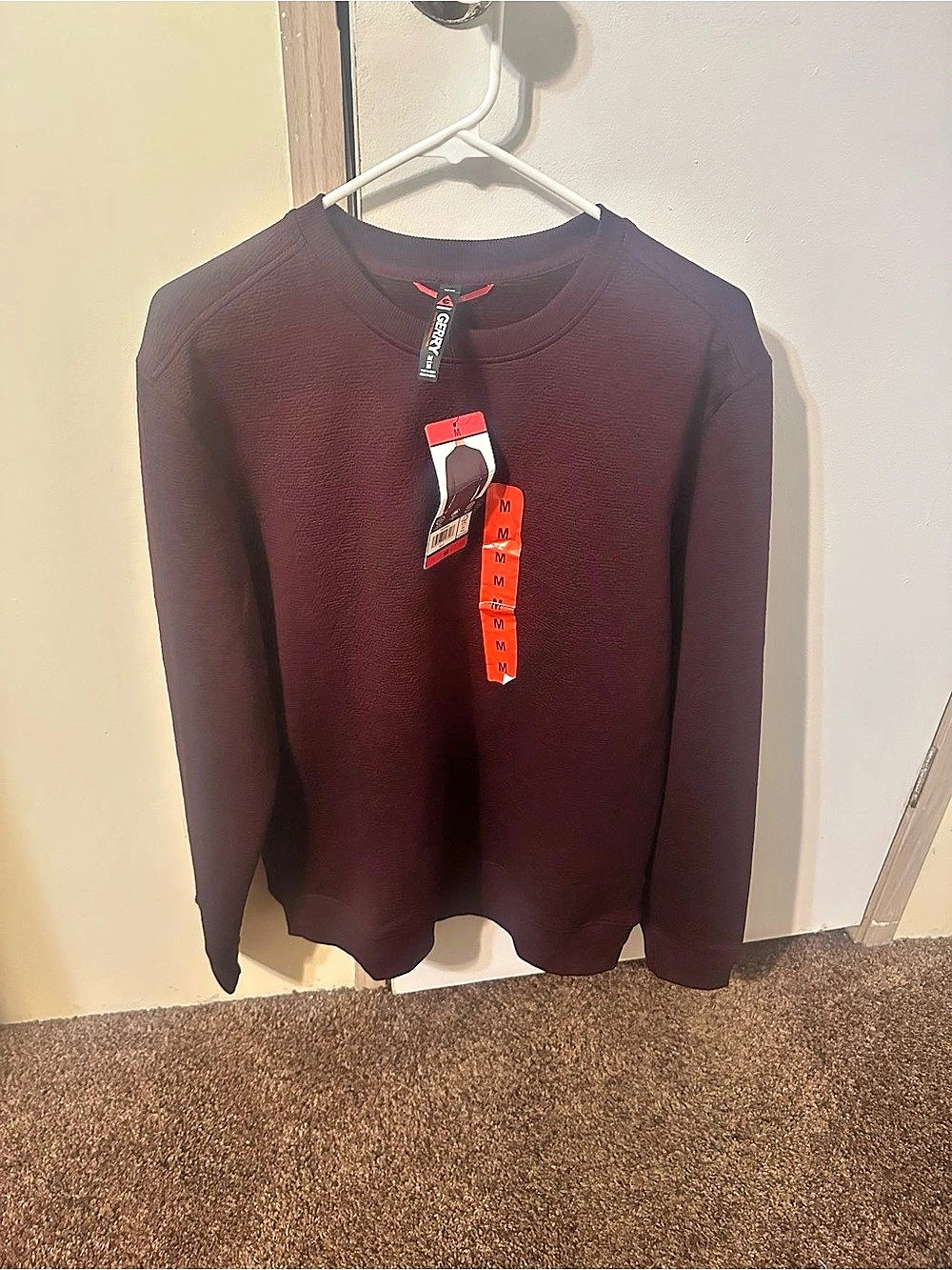 Gerry Textured Crew Pullover Sweatshirt Men's Wine Medium NWT